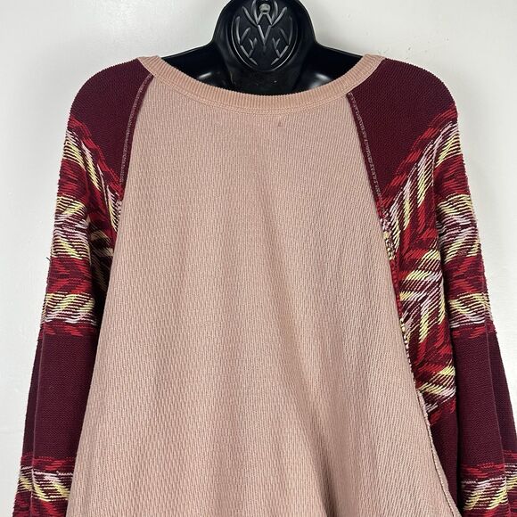 Free People Top Sz M Rainbow Dreams Thermal Knit Wide Sleeves Arizona Sands boho - Picture 11 of 16
